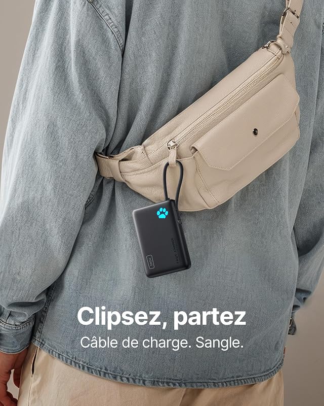 45W Batterie Externe, 10000mAh Power Bank avec USB C Câbles Intégrés