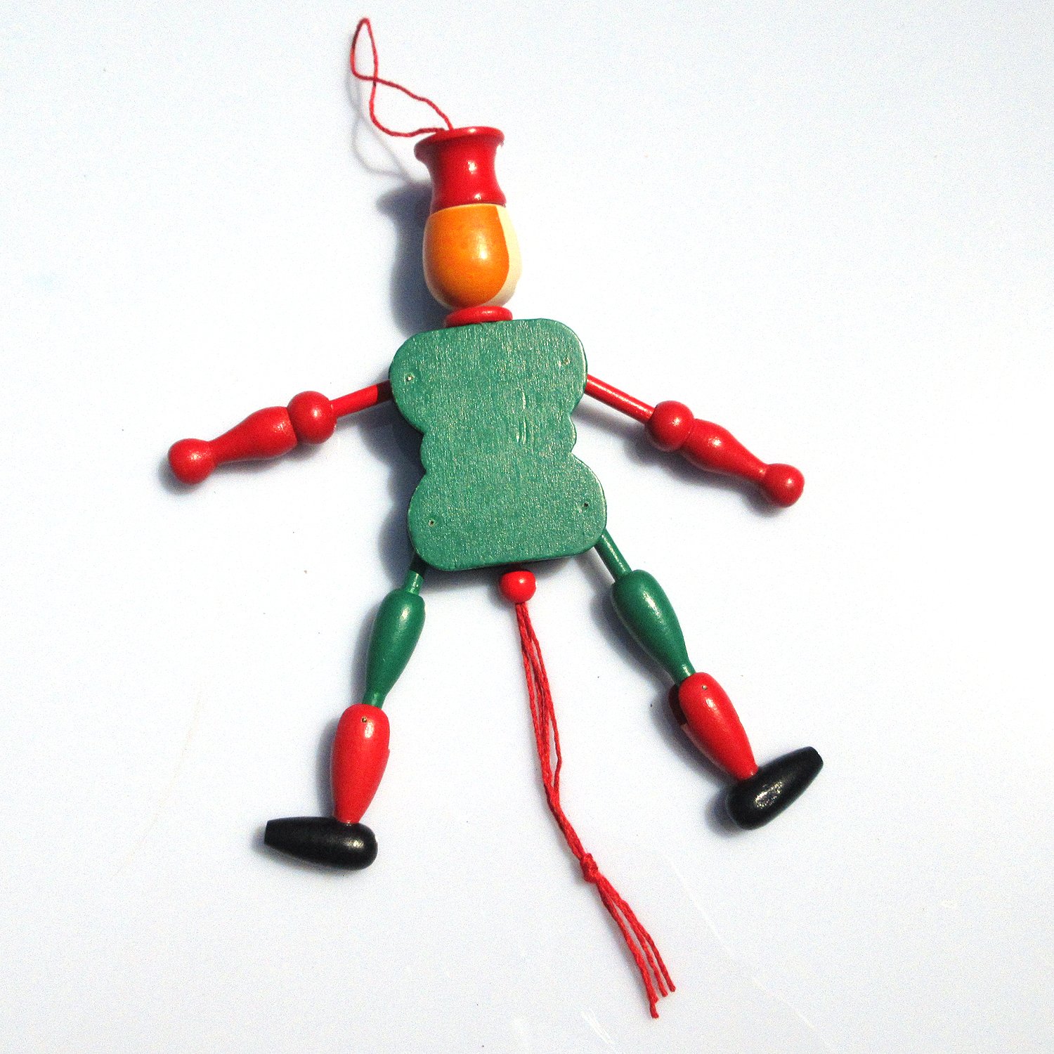 Hanging Ornament Toy Wooden Funny Cute Pack 2 Decoration Puppet String