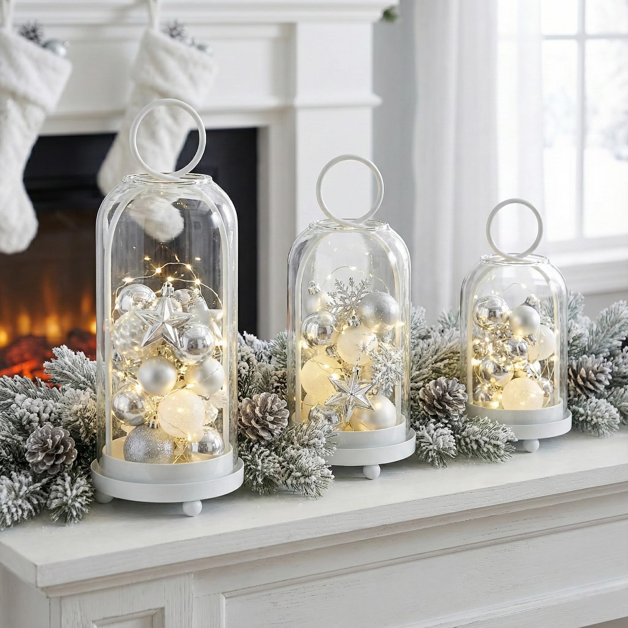 3 Pack Metal Candle Holders with Glass Dome, 5.5