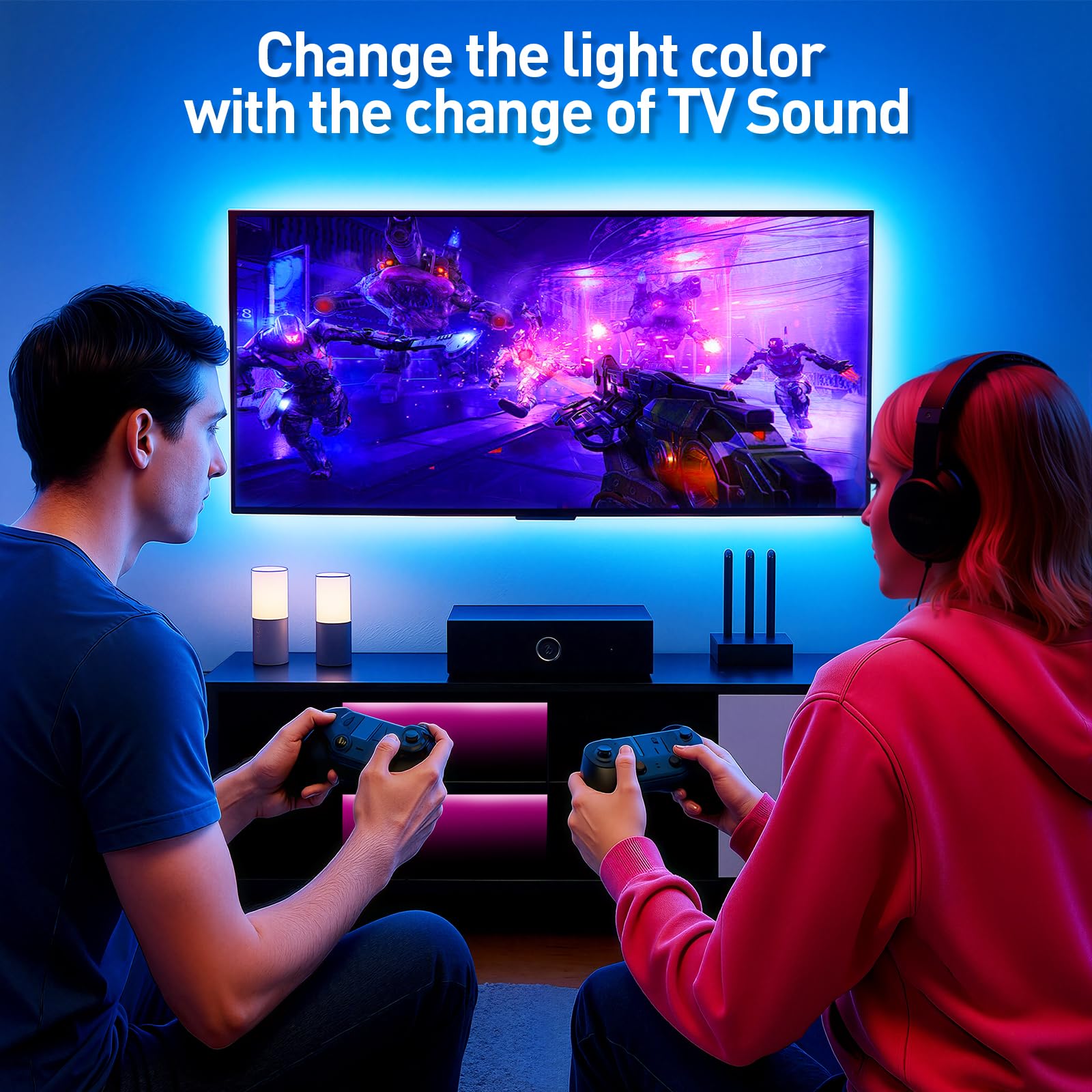 LED TV Hintergrundbeleuchtung, 5m LED Streifen für 45-75 Zoll TV, USB Led Strip mit Musik Sync, RGB TV Backlight Bluetooth APP&Fernsteuerung, Led Fernseher Beleuchtung für Deko (16.4FT for 45"-75"TV) 6
