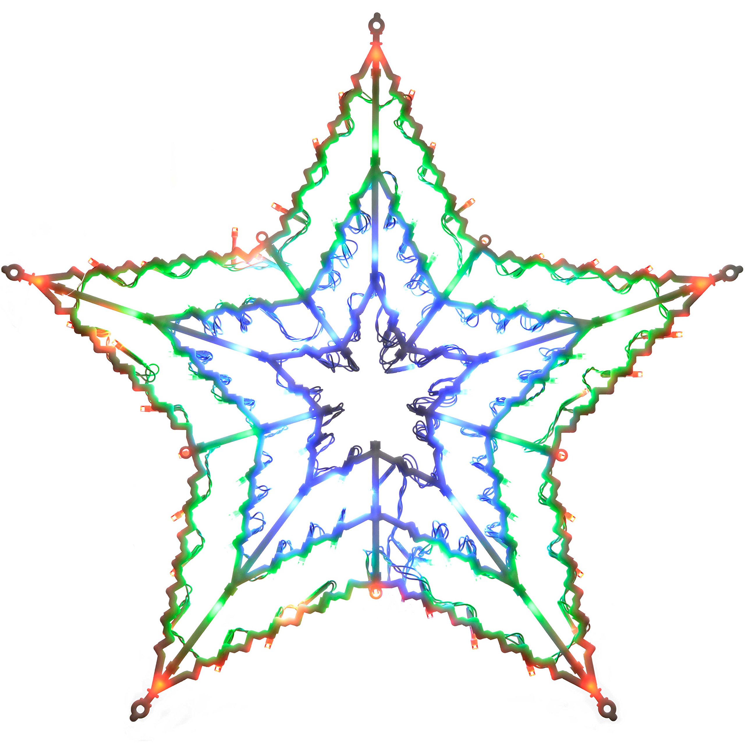 WeRChristmas Star Silhouette with 100-LED Chasing and Static Settings - Multi-Colour, 51 x 55 x 1 cm