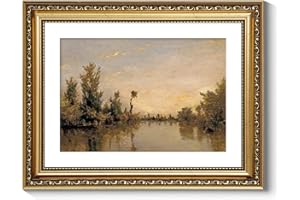 ARPEOTCY Gold Framed Wall Art, 11x14 inch Rivers Cloud Landscape Paintings, Canvas Prints Artwork with Antique Frame, Victori