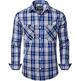 Alimens & Gentle Mens Long Sleeve Dress Shirt Button Down Shirts with Pockets Regular Business Office Casual Plaid Shirt