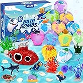 Toylink Ocean Bath Bombs for Kids with Toys Inside, 12 Pack Kids Shell Bath Bombs with Surprise Sea Animal Toys for Boys Girls Handmade Bubble Bath Fizzies Birthday Christmas Gift Set