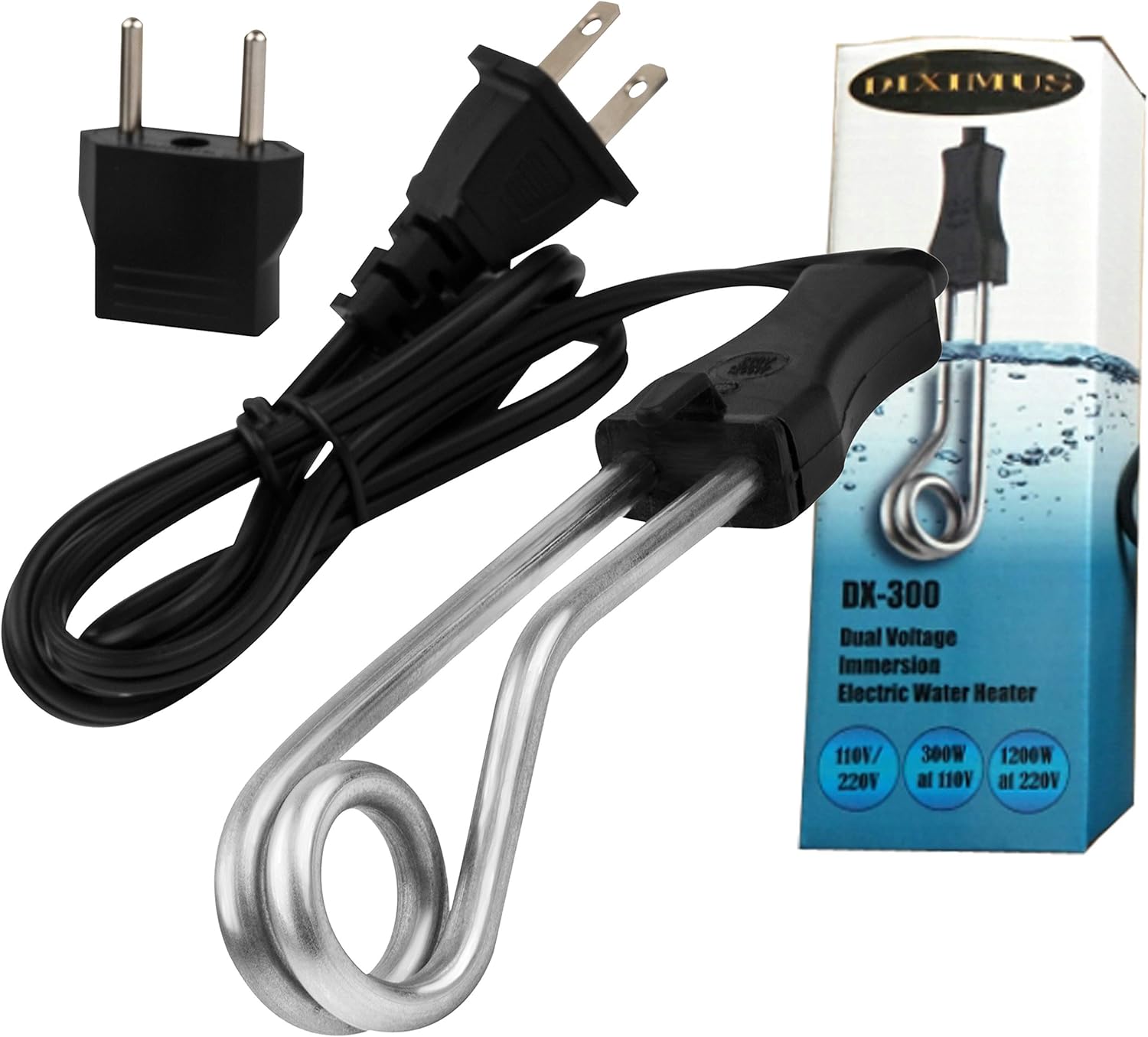 Diximus 300W - 120/240V - Dual Voltage Portable Travel Immersion Water Heater - Instant Electric Boiler + Travel Pouch: Kitchen & Dining
