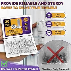 6-32 x 1 Machine Screws, 20 PCS Phillips Pan Head