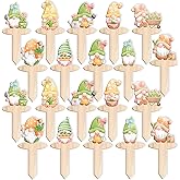 20pcs Garden Markers - Wooden Plant Labels with Funny Gnome Designs for Flowers & Vegetables