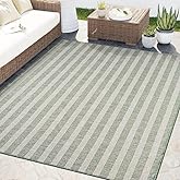 Abani Green Area Rug – Ocean Collection – 4' x 6' Striped Design – Indoor & Outdoor Use – UV Protected, Fade-Resistant, Easy 