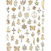 MEDIHOOL Wholesale Bulk 50PCS Mixed KC Gold Charms Pendants DIY for Jewelry Making and Crafting
