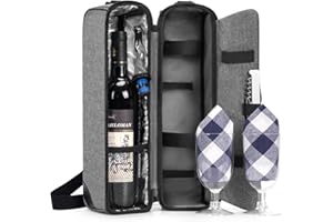 ALLCAMP Wine Gift Bag - Insulated Cooler with 2 Glasses, Opener & Accessories for Wine Lovers - Portable Thermal Carrier for 
