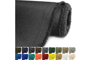 KONELIA Waterproof Canvas Fabric by The Yard 58inch 600D Upholstery Material Cordura Polyester Fabric Outdoor Water Resistant Fabric for Sewing Chair Patio Cushion Bag Interior, 1 Yard Black