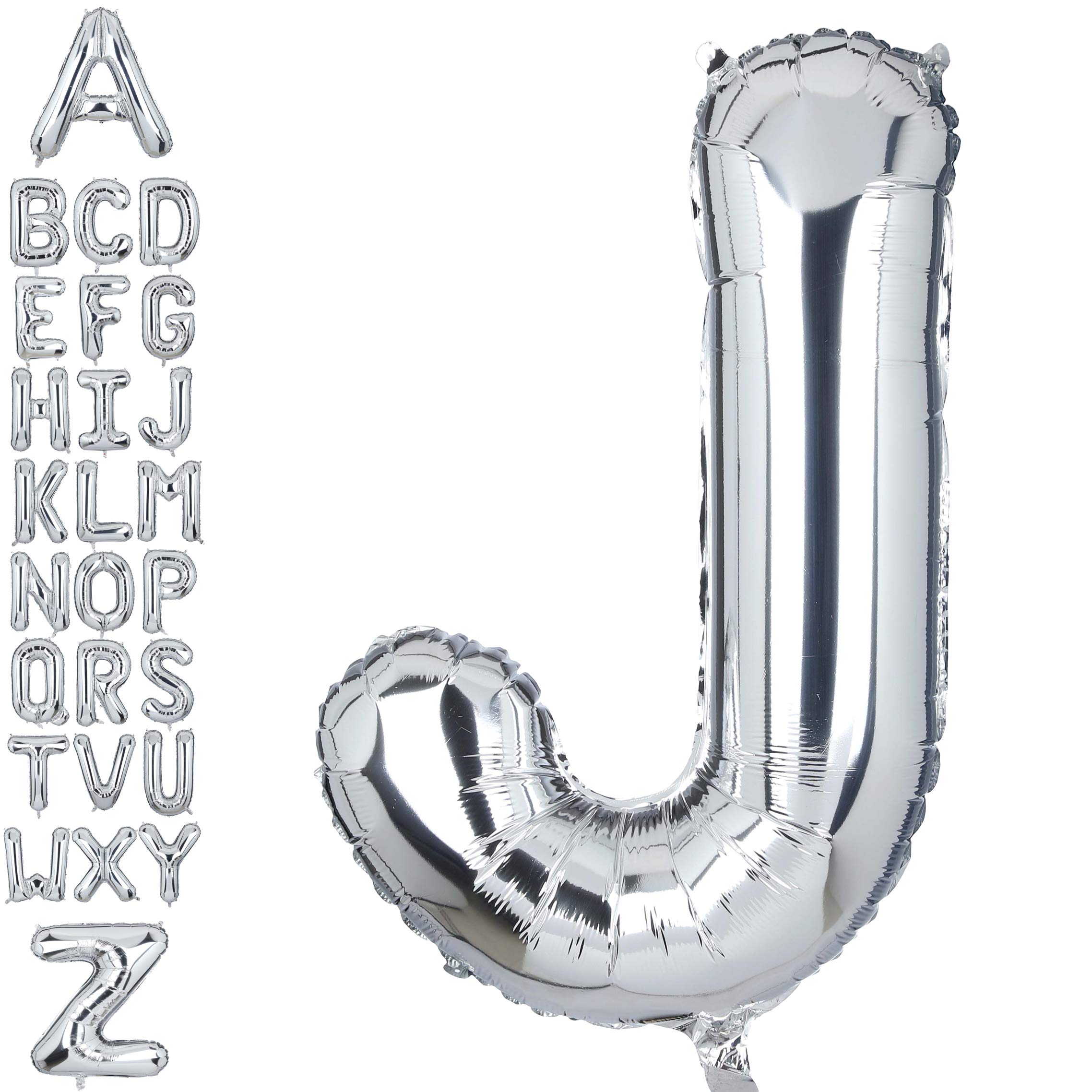 40 Inch Giant Silver Letter J Foil Helium Balloons Big Single Mylar Balloon Birthday Party Decoration Supply Baby Shower (Silver J)