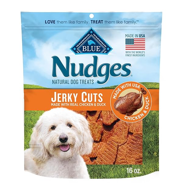 BLUE BUFFALO NUDGES JERKY CUTS DOG TREATS, MADE IN THE USA WITH NATURAL INGREDIENTS, CHICKEN & DUCK, 16-OZ BAG