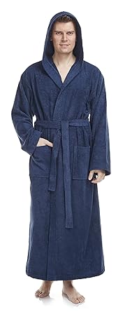 Arus Bademantel-Pacific für Damen und Herren mit Kapuze, extra lang, 100% Baumwolle Frottee, Hausmantel, Morgenmantel, Saunam