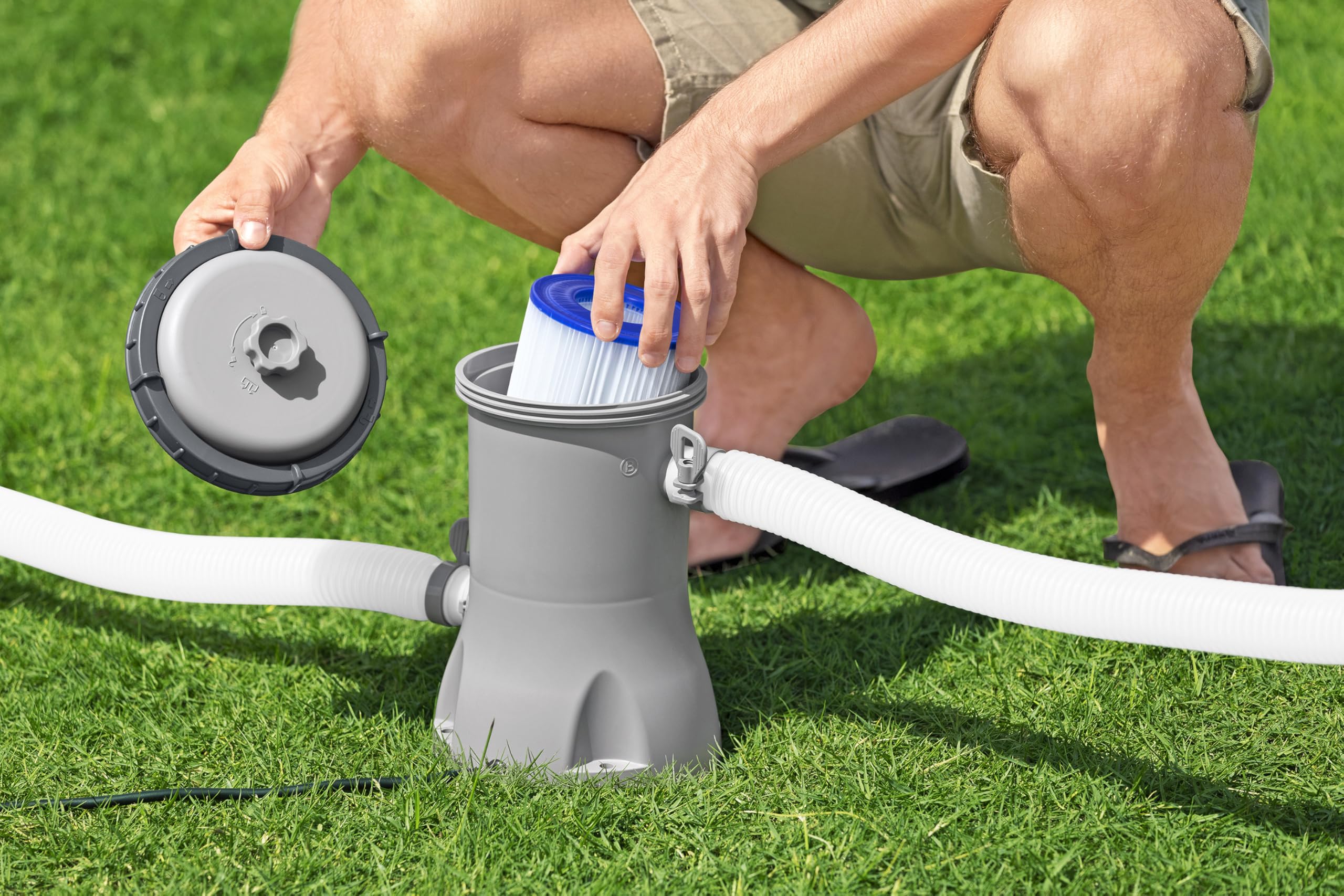 Bestway® Steel Pro MAX™ Aufstellpool-Set mit Filterpumpe Ø 366 x 100 cm, lichtgrau, rund 7