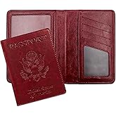 XZVXZV Passport Holder for Travel Essentials RFID Blocking Wallet Card Case PU Leather Passport Cover Women and Men (Wine)