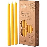 Hyoola 10 Inch Beeswax Taper Candles - 12 Pack - Handmade, All Natural, 100% Pure Unscented Bee Wax Candle - Tall, Decorative