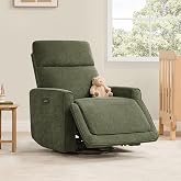 CHITA Power Nursery Swivel Glider Recliner Chair with Power Headrest, Green | FSC Certified Nursery Rocking Chair with USB &amp; Type-C Ports, Modern Electric Recliner for Living Room &amp; Baby Room