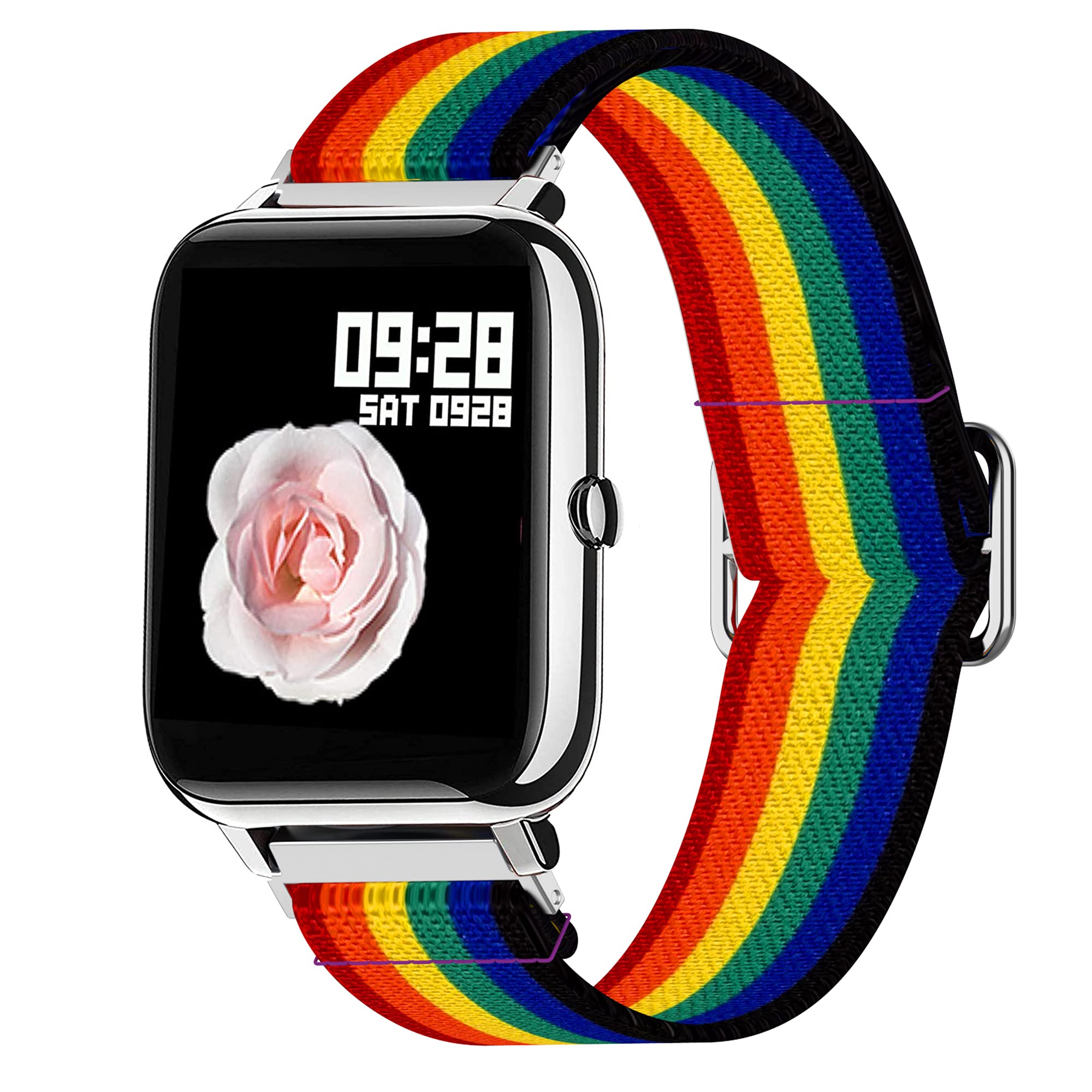 Giaogor Stretch Elastics Adjustable Strap Compatible for Popglory 22 Smartwatch (Rainbow)