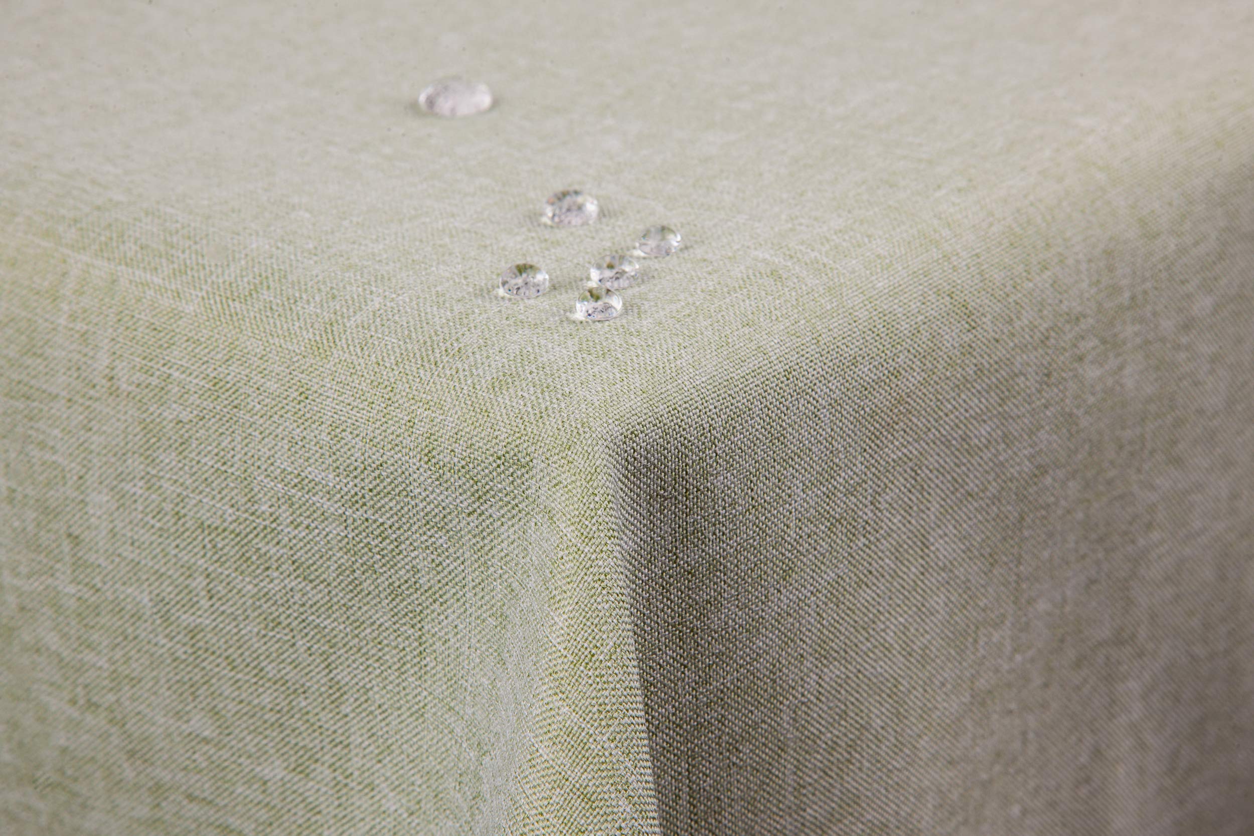 First-Tex Tablecloth Linen Look Lotus Effect Washable with Straight Hem Edge 135 x 200 cm Square in Light Green