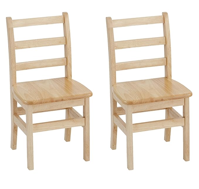 ECR4Kids Silla de Madera Dura con Respaldo de Escalera de 3 peldaños