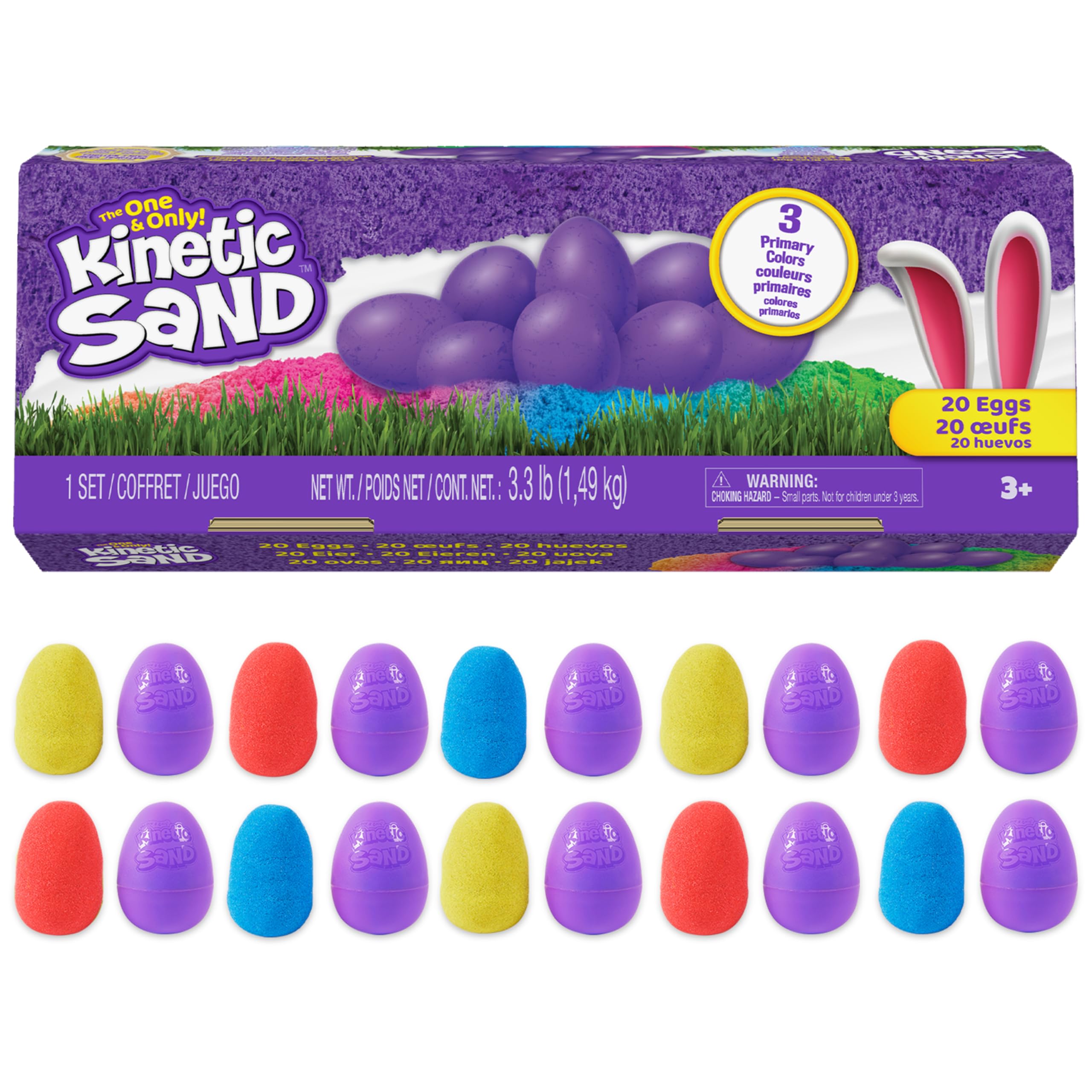 Kinetic Sand Eggs 20-Pack Carton, Moldable Play Sand Sensory Toys, Ages 3+