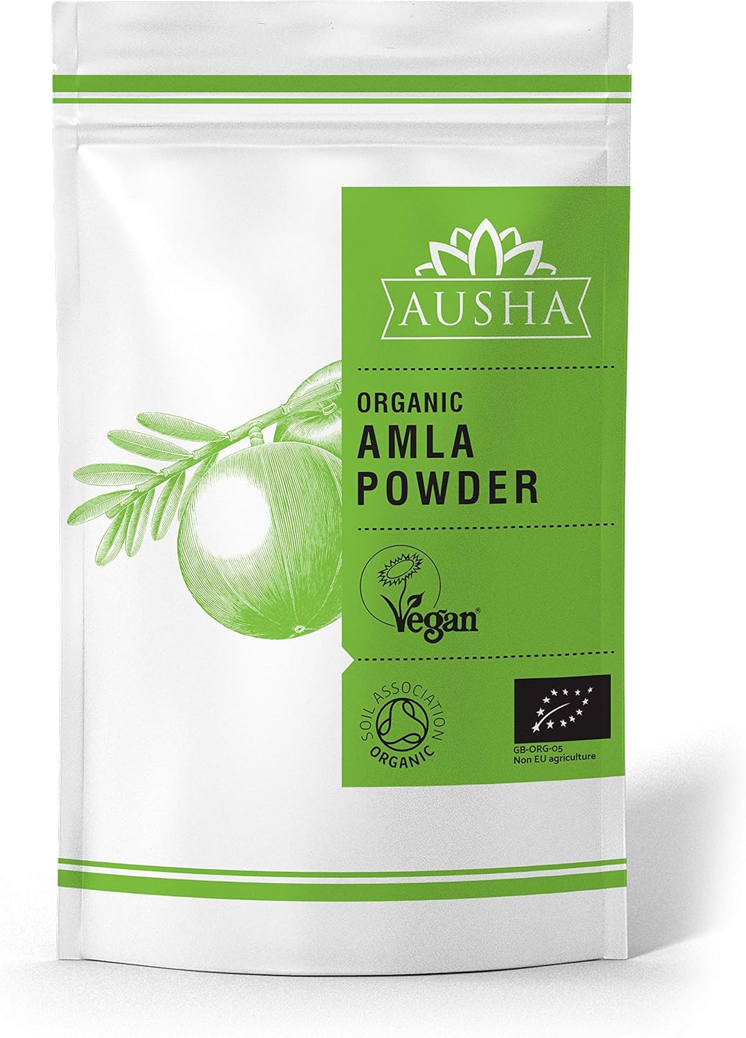 Ausha Organic AMLA Powder 100g - Indian Gooseberry - UK Certified Organic by Soil Association, Brown, 100 g (Pack of 1)
