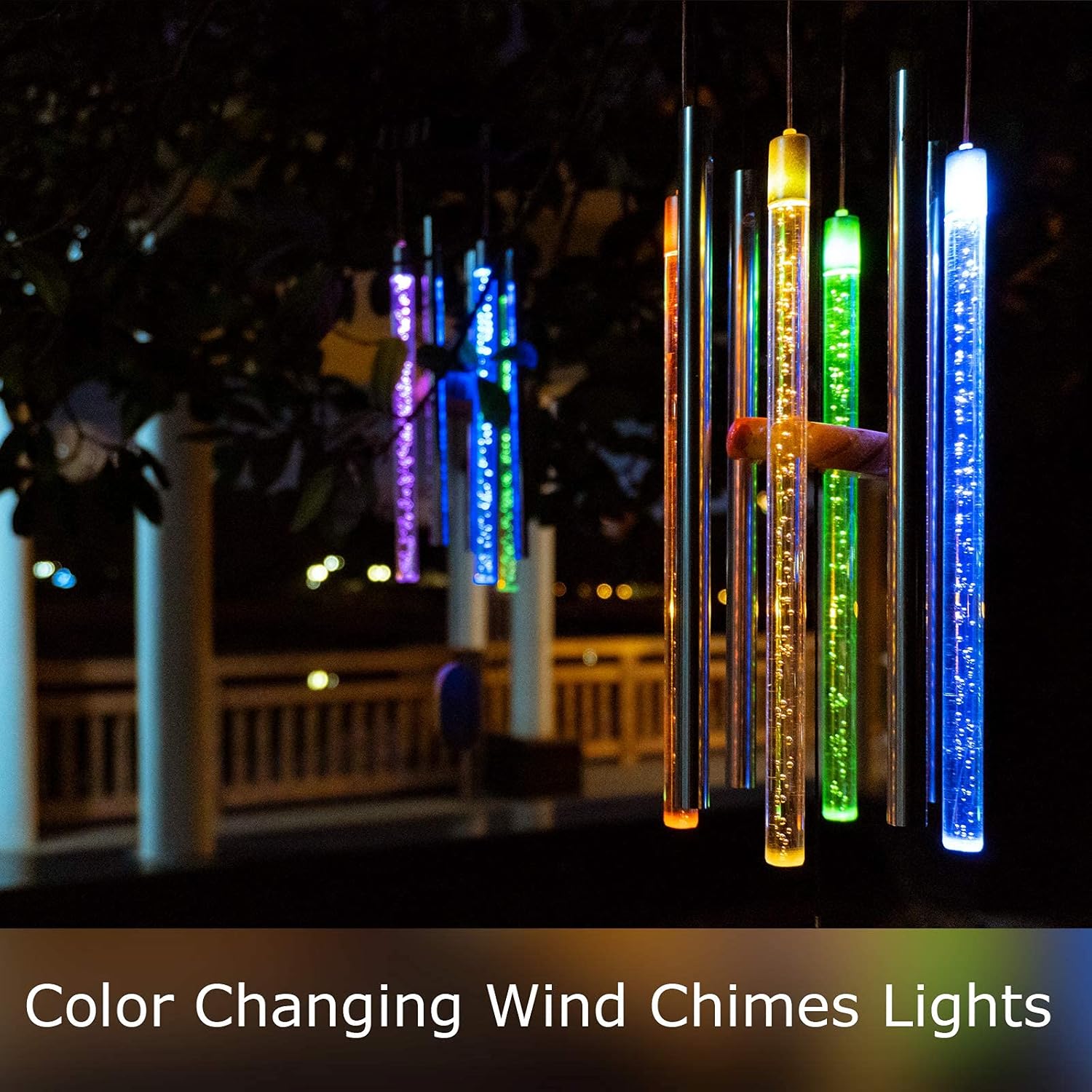 Njeury Solar Wind Chimes Lights Outdoor, Memorial Wind Chimes with Color Changing RGB LED Hanging Lights, IP65 Waterproof, for Outside, Garden, Patio, Yard, Home Decor, Housewarming Gifts : Garden & Outdoor