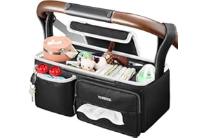 YOREPEK Heavy Duty Stroller Caddy Fits for UPPAbaby Vista/Cruz/Minu/G-Luxe, Stroller Organizer with 2 Insulation Cup Holder, 