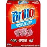 Brillo Single Use Steel Wool Soap Pads, Smaller Size Original Red Scent, 15 Count Pack of 1