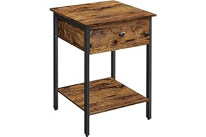 VASAGLE Nightstand, Bedside Table with Drawer, Side Table, End Table, for Bedroom, Office, Industrial, Rustic Brown and Black ULET55BX