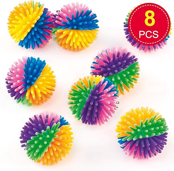 Baker Ross Rainbow Spiky Bouncy Balls, Rubber Jet Balls for Kids Party