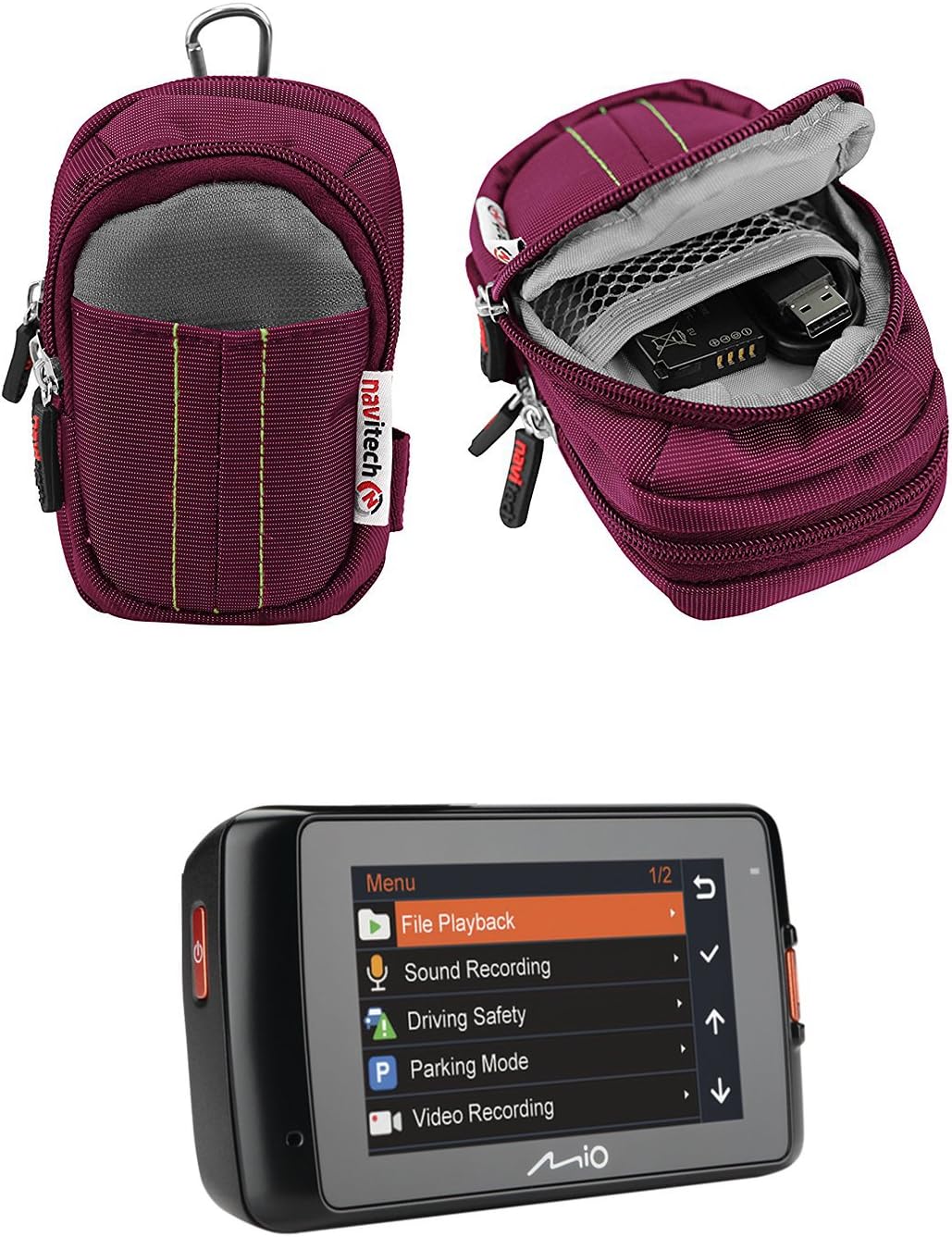 Navitech Purple Case Bag Compatible with The&nbsp;MIO&nbsp;MiVue 608 Dash Cam