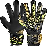 Reusch Attrakt Infinity Goalie Gloves, Soccer Goalkeeper Gloves, Flexible, Breathable, Durable, for Artificial Grass & Hard Surfaces, Black/Gold/Yellow