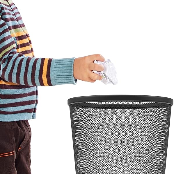 ZUVO WASTE BASKET | METAL WIRE MESH BIN | PACK OF 2 | LIGHTWEIGHT & STYLISH | IDEAL TRASH CAN FOR HOME & OFFICE WASTE | 4 GALLON (BLACK)