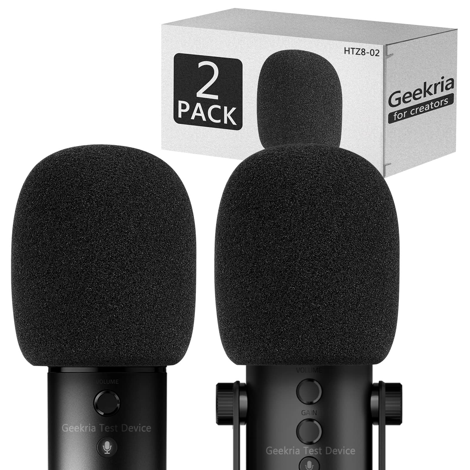Geekria for Creators Foam Windscreen Compatible with Razer Seiren X, Seiren Emote, Seiren Elite Microphone Antipop Windshield, Mic Wind Cover, Sponge Foam Filter (Black / 2 Pack)