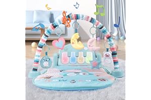 TEMI Baby Gym Toys & Activity Play Mat, Kick and Play Piano Gym Center with Music and Lights, Electronic Learning Toys for Infants, Toddlers, Newborn, Girls and Boys Ages 1 to 36 Months