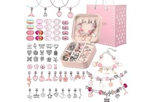 UFU Charm Bracelet Making Kit Girls Beads for Jewelry Making Kit, Unicorns Arts Crafts Gifts Set for Teen Girls Age 5 6 7 8-12, with a Portable Bracelet Organizer Box