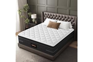 UniPon Mattress Queen Size 12 Inch- Firm Hybrid Mattresses in a Box with Individual Pocket Spring for Motion-Isolation & Pain Relief-Fiberglass Free Bed with 365 Night Trial, CertiPUR-US Certified