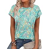 Alaroo Womens Summer Tops Short Sleeve Shirts Crew Neck Cute Trendy Tunic Blouses (S-3XL)