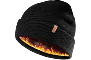 FURTALK Mens Beanie Fleece Lined Winter Hats Double Layered Stylish Knited Cuffed Plain Hat