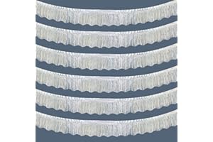LOLStar 6 Pack Silver Foil Fringe Garland Christmas Party Decorations, 59Ft Tinsel Streamers Shiny Silver Wall Hanging Tinsel Fringe Banners for Wedding Birthday Anniversary New Year Party Decor