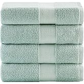 Comfort Spaces Turkish Bath Towel Set of 4 Piece 27x54 Medium 100% Cotton Towels Highly Absorbent Soft Quick Dry Shower for Bathroom Spa Seafoam Green
