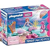 Playmobil | Fantasy &amp; Magic | Mermaid with Gift | Underwater Wedding Set with Harp, Ring &amp; Sea Creatures | for Children Aged 4+ | 72107