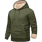 EKLENTSON Hoodies for Men Fleece Pullover Heavyweight Winter Warm Sweatshirts Sherpa Lined Hoodie with Kanga Pocket