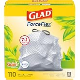 Glad ForceFlex Tall Kitchen Trash Bags, 13 Gallon, Gain Original, 110 Count (Package May Vary)
