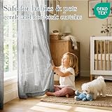 PONY DANCE Grey Voile Curtains 2 Panels 52x84 Eyelet Top Linen Texture view 2