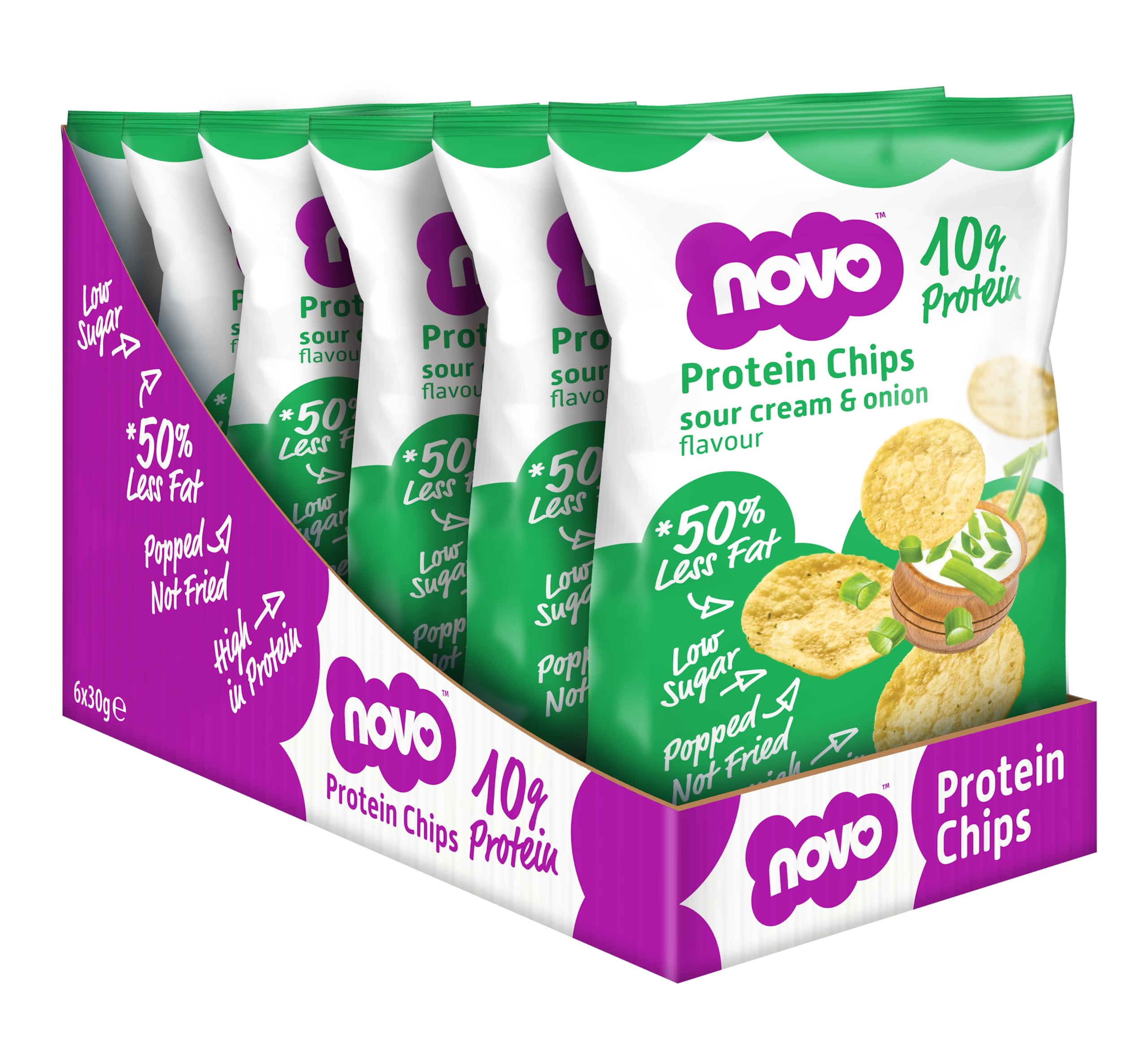 Novo Nutrition Protein Chips Sour Cream & Onion (Box of 6 x 30g)