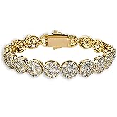 TOPGRILLZ Tennis Bracelet for Women and Men – 14K Gold Plated Brass 10mm Iced Out Cubic Zirconia Link Fashion Jewelry Pulseras Para Mujer