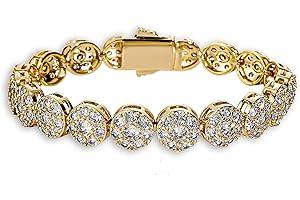 TOPGRILLZ Tennis Bracelet for Women and Men – 14K Gold Plated Brass 10mm Iced Out Cubic Zirconia Link Fashion Jewelry Pulseras Para Mujer